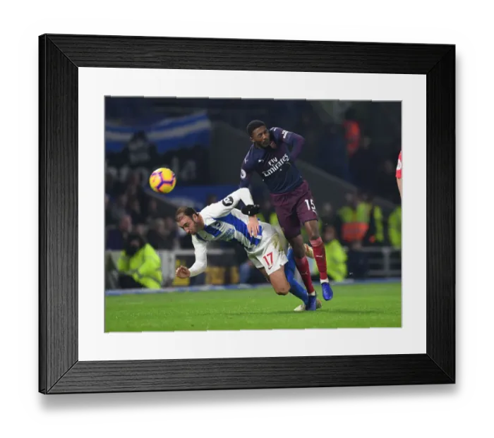 Framed Print : Maitland-Niles vs Murray: Intense Battle in Brighton & Hove Albion vs Arsenal FC Premier League Clash