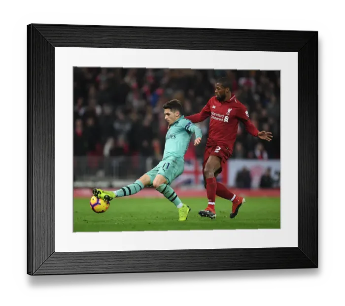 Framed Print : Torreira Tackles Wijnaldum: Intense Rivalry Between Liverpool and Arsenal in Premier League (December 2018) Framed Print : Torreira Tackles Wijnaldum: Intense Rivalry Between Liverpool and Arsenal in Premier League (December 2018)