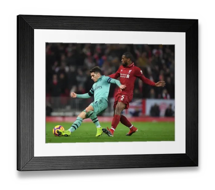 Framed Print : Intense Rivalry: Torreira vs. Wijnaldum - Arsenal vs. Liverpool (December 2018)