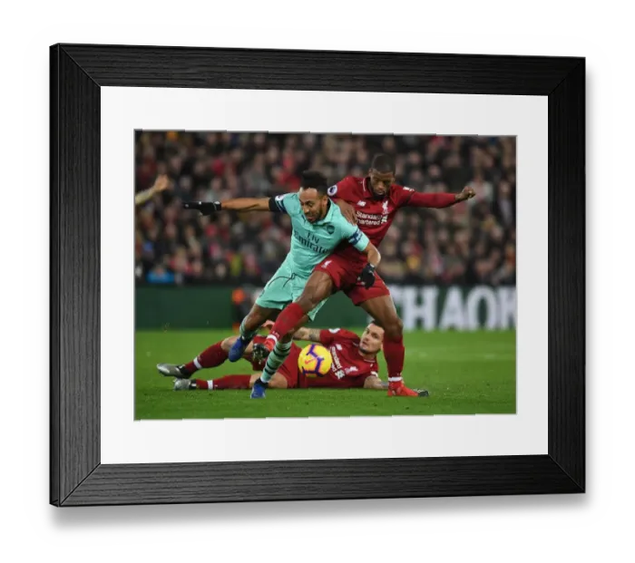 Framed Print : Clash at Anfield: Aubameyang vs. Wijnaldum - Liverpool vs. Arsenal, Premier League 2018-19 Framed Print : Clash at Anfield: Aubameyang vs. Wijnaldum - Liverpool vs. Arsenal, Premier League 2018-19