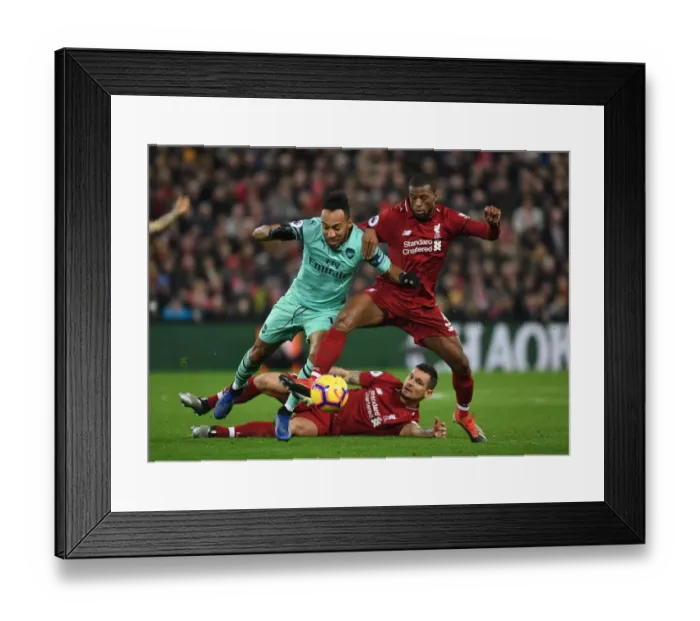 Framed Print : Aubameyang vs. Wijnaldum: Igniting the Premier League Rivalry at Anfield Framed Print : Aubameyang vs. Wijnaldum: Igniting the Premier League Rivalry at Anfield