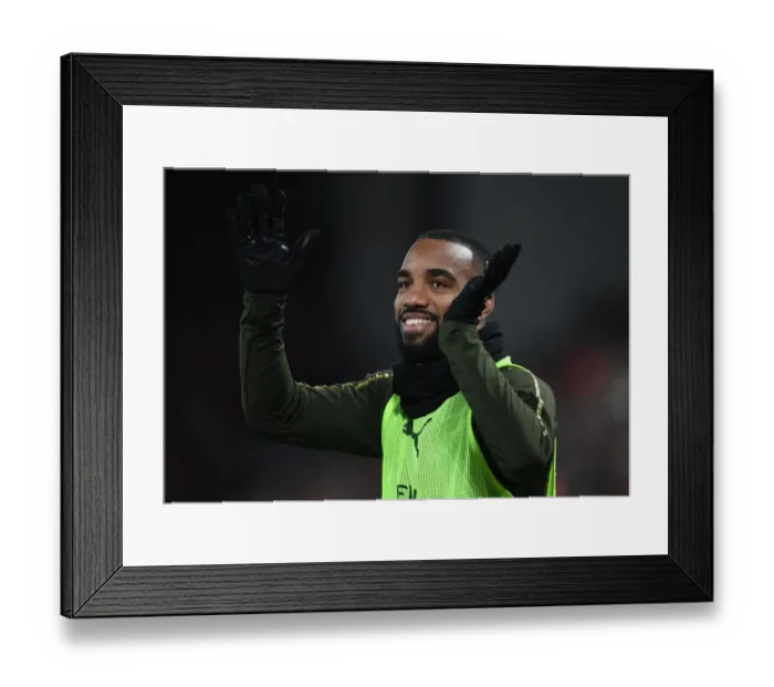 Framed Print : Arsenal's Lacazette Applauds Fans Amidst Intense Liverpool Rivalry (Premier League 2018-19)
