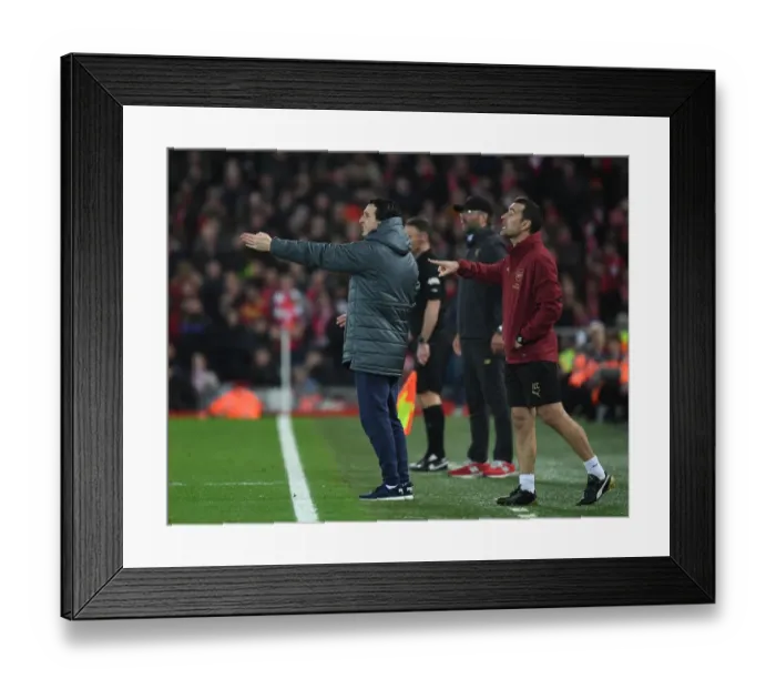 Framed Print : Unai Emery vs. Jurgen Klopp: Tactical Battle at Anfield - Liverpool vs. Arsenal, Premier League 2018-19