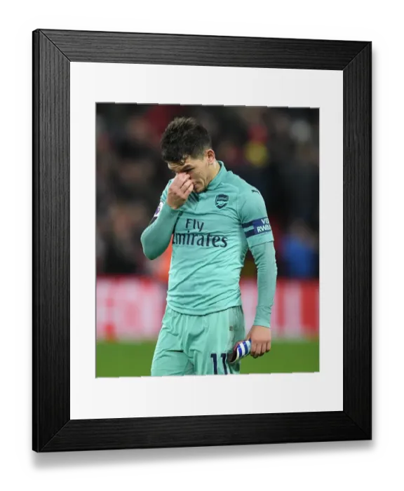Framed Print : Torreira's Emotional Reaction: Liverpool vs. Arsenal, Premier League 2018-19