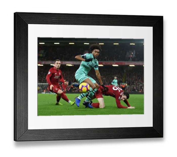 Framed Print : Clash at Anfield: Iwobi vs Robertson - Premier League Showdown (2018-19)