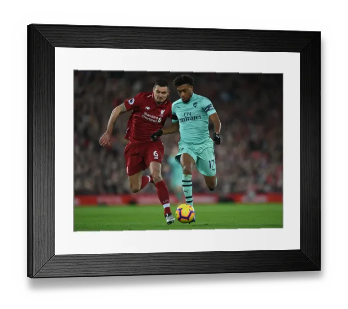 Framed Print : Clash at Anfield: Iwobi vs. Lovren - Liverpool vs. Arsenal, Premier League 2018-19