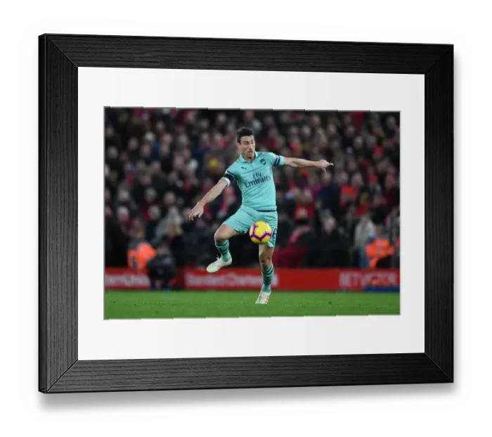 Framed Print : Laurent Koscielny in Action: Liverpool vs Arsenal, Premier League 2018-19