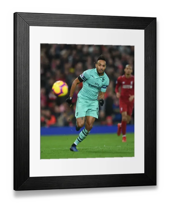 Framed Print : Pierre-Emerick Aubameyang Faces Liverpool: Premier League Showdown (December 2018)