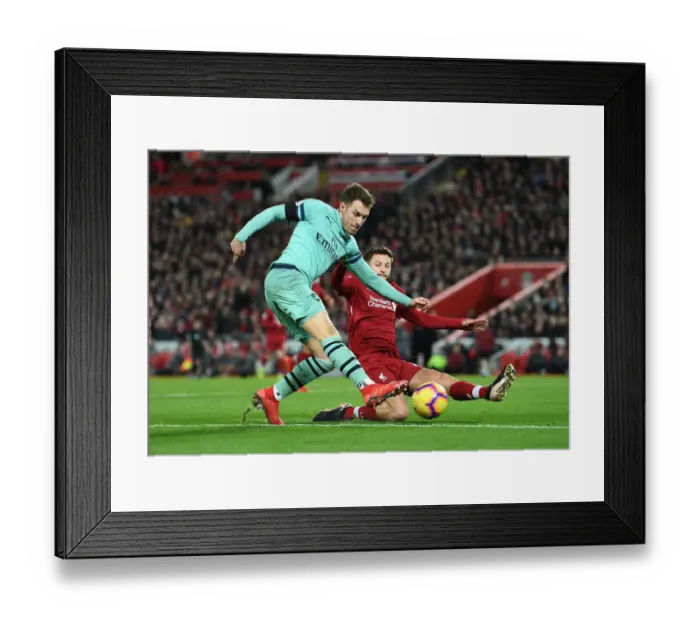 Framed Print : Clash of the Titans: Ramsey vs. Lallana - Liverpool vs. Arsenal, Premier League, 2018-19