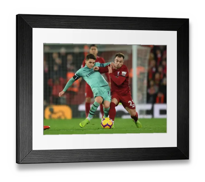 Framed Print : Clash at Anfield: Torreira vs. Shaqiri - Premier League Showdown Framed Print : Clash at Anfield: Torreira vs. Shaqiri - Premier League Showdown