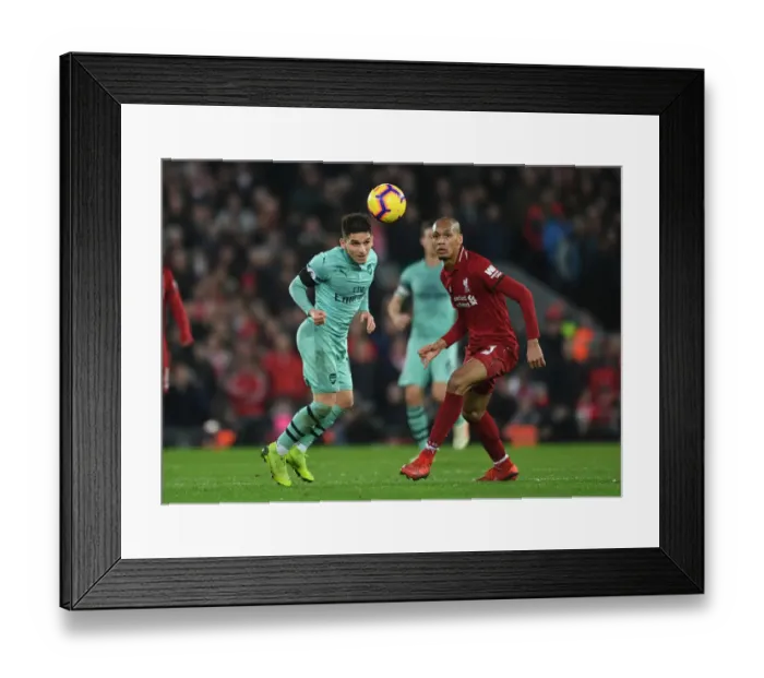 Framed Print : Torreira vs. Fabinho: A Heading Battle at Anfield - Liverpool vs. Arsenal (2018-19) Framed Print : Torreira vs. Fabinho: A Heading Battle at Anfield - Liverpool vs. Arsenal (2018-19)