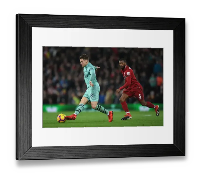 Framed Print : Clash of Titans: Wijnaldum vs. Ramsey - Liverpool vs. Arsenal, Premier League, 2018-19