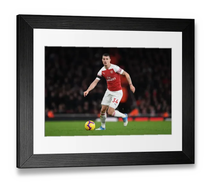 Framed Print : Granit Xhaka: Arsenal's Midfield Maestro in Action Against Fulham, Premier League 2018-19