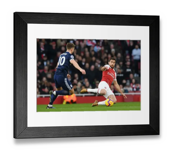 Framed Print : Arsenal vs. Fulham: Sokratis Fends Off Tom Cairney's Pressure in Premier League Clash Framed Print : Arsenal vs. Fulham: Sokratis Fends Off Tom Cairney's Pressure in Premier League Clash