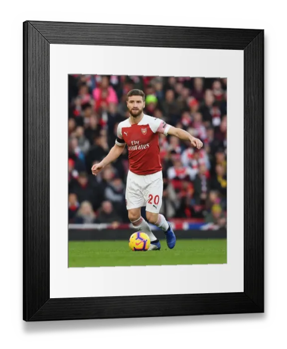 Framed Print : Arsenal's Mustafi in Action Against Fulham in Premier League Clash (2018-19)