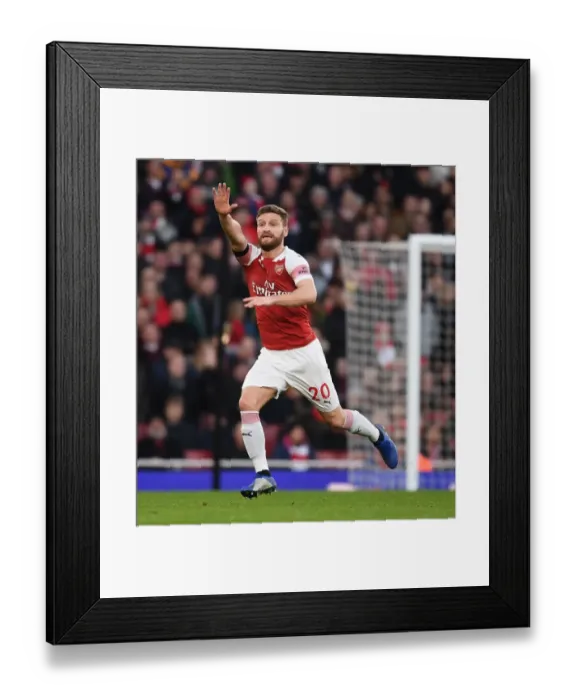Framed Print : Arsenal's Mustafi in Action: Arsenal vs. Fulham (2018-19 Premier League)