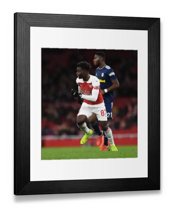 Framed Print : Bukayo Saka (Arsenal). Arsenal 4: 1 Fulham. Premier League. Emirates Stadium, 1 / 1 / 19 Framed Print : Bukayo Saka (Arsenal). Arsenal 4: 1 Fulham. Premier League. Emirates Stadium, 1 / 1 / 19