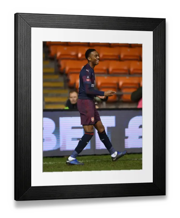 Framed Print : Joe Willock Scores His Second Goal: Arsenal's FA Cup Victory over Blackpool