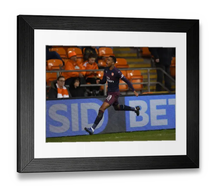 Framed Print : Arsenal's Joe Willock Scores Second Goal in FA Cup Third Round Win over Blackpool