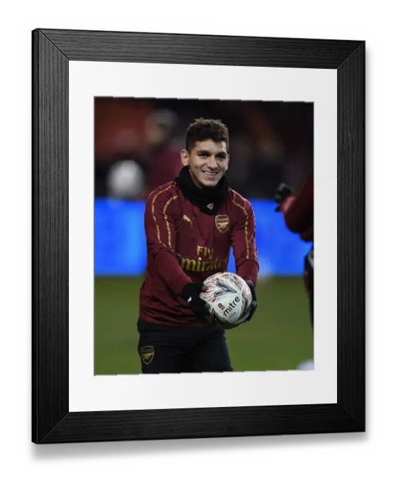 Framed Print : Lucas Torreira Prepares for FA Cup Battle: Arsenal vs. Blackpool