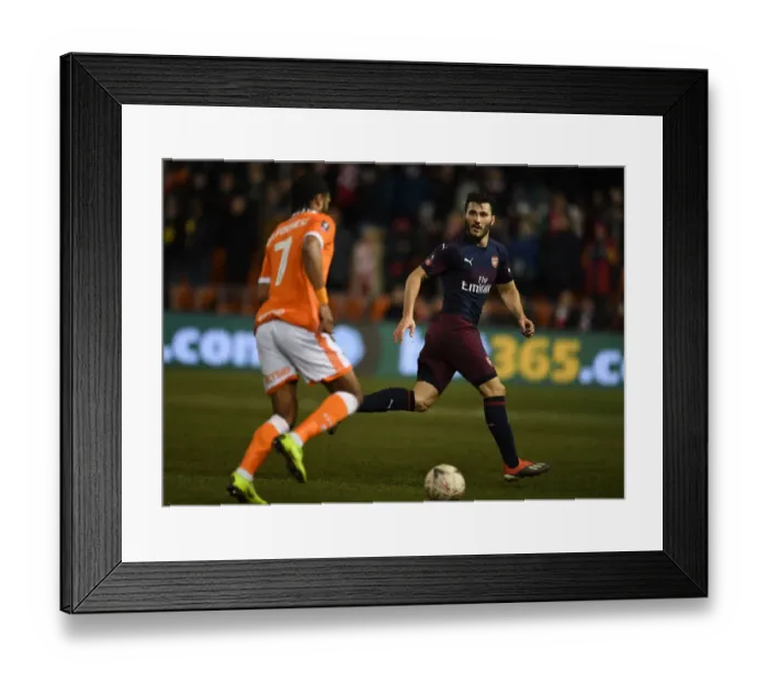 Framed Print : FA Cup 2019: Sead Kolasinac of Arsenal in Action against Blackpool at Bloomfield Road