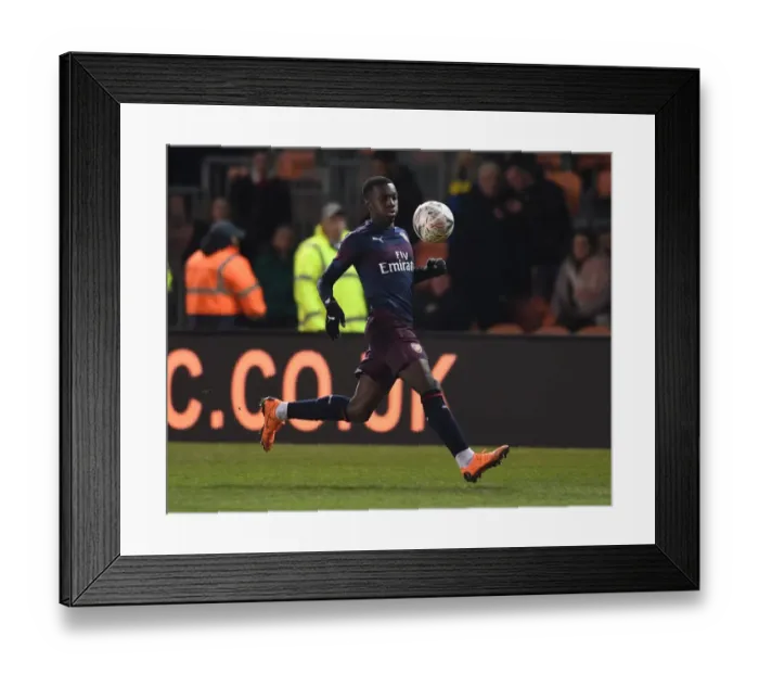 Framed Print : Arsenal's Eddie Nketiah Shines in FA Cup Third Round Clash Against Blackpool Framed Print : Arsenal's Eddie Nketiah Shines in FA Cup Third Round Clash Against Blackpool