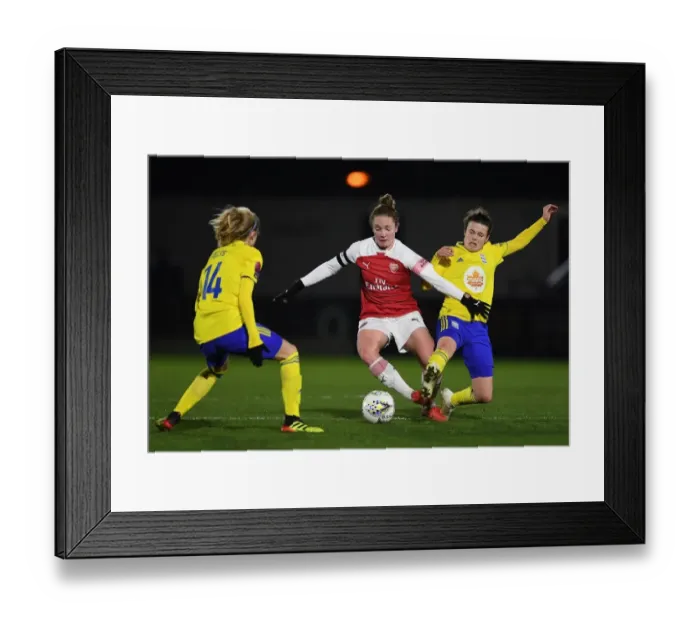 Framed Print : Clash of Stars: Kim Little vs. Hayley Ladd and Emma Folis in Arsenal Women vs. Birmingham City Women FA WSL Match