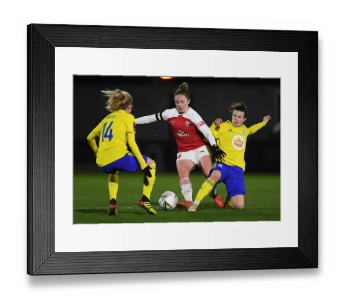 Framed Print : Clash of Stars: Kim Little vs. Hayley Ladd and Emma Folis in Arsenal Women vs. Birmingham City Women FA WSL Match Framed Print : Clash of Stars: Kim Little vs. Hayley Ladd and Emma Folis in Arsenal Women vs. Birmingham City Women FA WSL Match