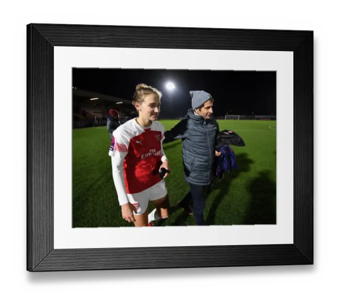 Framed Print : Arsenal Manager Joe Montemurro with Vivianne Miedema after the match Framed Print : Arsenal Manager Joe Montemurro with Vivianne Miedema after the match