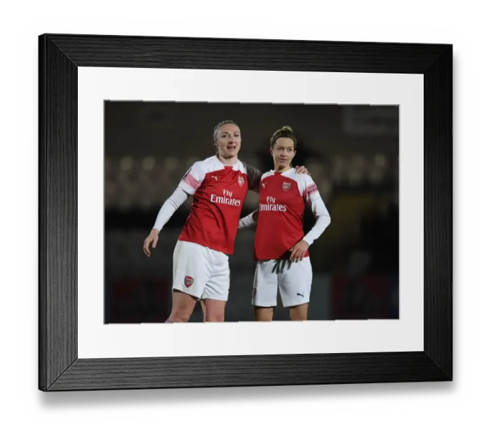 Framed Print : Arsenal Women: Quinn and Arnth Embrace Post-Match at FA WSL Continental Tyres Cup Framed Print : Arsenal Women: Quinn and Arnth Embrace Post-Match at FA WSL Continental Tyres Cup