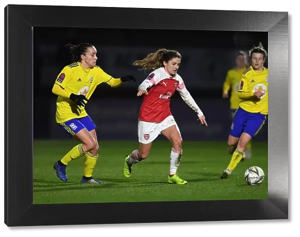 Arsenal's Danielle van de Donk Clashes with Birmingham's Lucy Staniforth in FA WSL Continental Tyres Cup Match