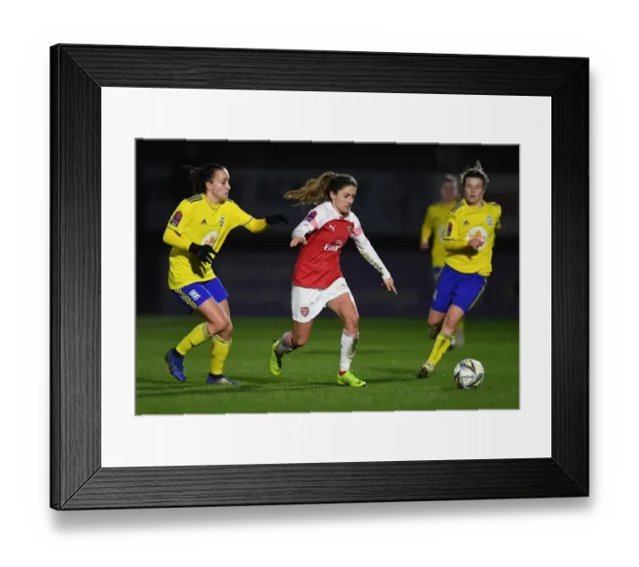 Framed Print : Arsenal's Danielle van de Donk Clashes with Birmingham's Lucy Staniforth in FA WSL Continental Tyres Cup Match