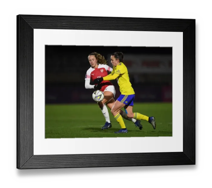 Framed Print : Arsenal vs Birmingham City Women: Lia Walti and Lucy Staniforth Clash in FA WSL Continental Tyres Cup Match Framed Print : Arsenal vs Birmingham City Women: Lia Walti and Lucy Staniforth Clash in FA WSL Continental Tyres Cup Match