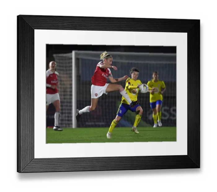 Framed Print : Leah Williamson vs. Hayley Ladd: Intense Battle in Arsenal Women vs. Birmingham City Women FA WSL Continental Tyres Cup Match Framed Print : Leah Williamson vs. Hayley Ladd: Intense Battle in Arsenal Women vs. Birmingham City Women FA WSL Continental Tyres Cup Match