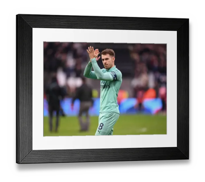 Framed Print : Aaron Ramsey Applauding Arsenal Fans: West Ham United vs Arsenal FC, Premier League 2018-19
