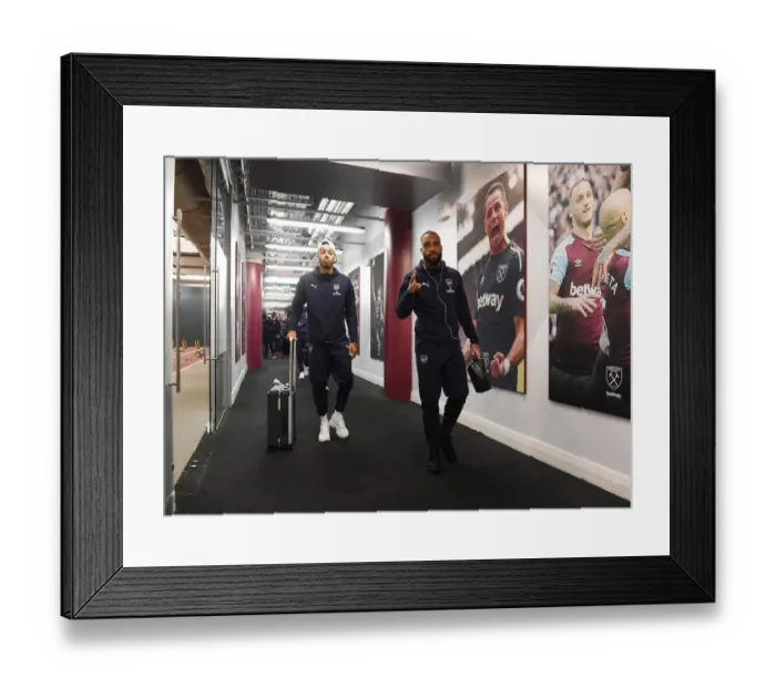 Framed Print : Arsenal Stars Aubameyang and Lacazette Head to Changing Room before West Ham Clash (2018-19) Framed Print : Arsenal Stars Aubameyang and Lacazette Head to Changing Room before West Ham Clash (2018-19)