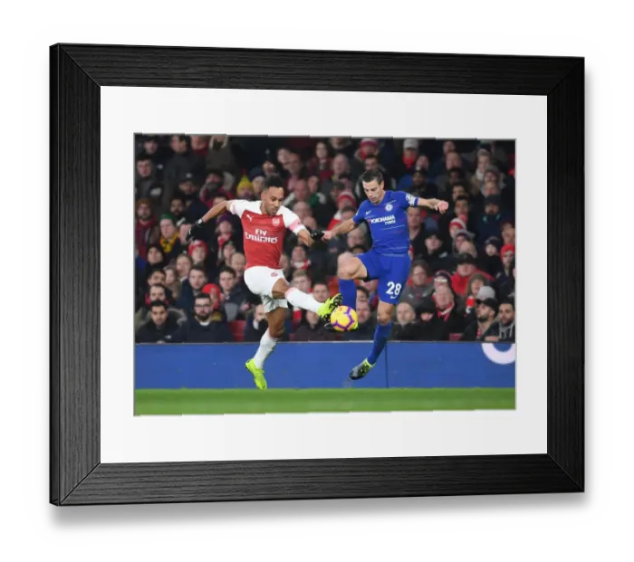 Framed Print : Aubameyang vs. Azpilicueta: Igniting the Rivalry - Arsenal vs. Chelsea, Premier League Clash