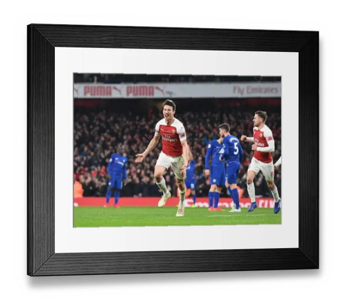 Framed Print : Koscielny's Comeback: Dramatic Equalizer - Arsenal vs. Chelsea, Premier League 2018-19