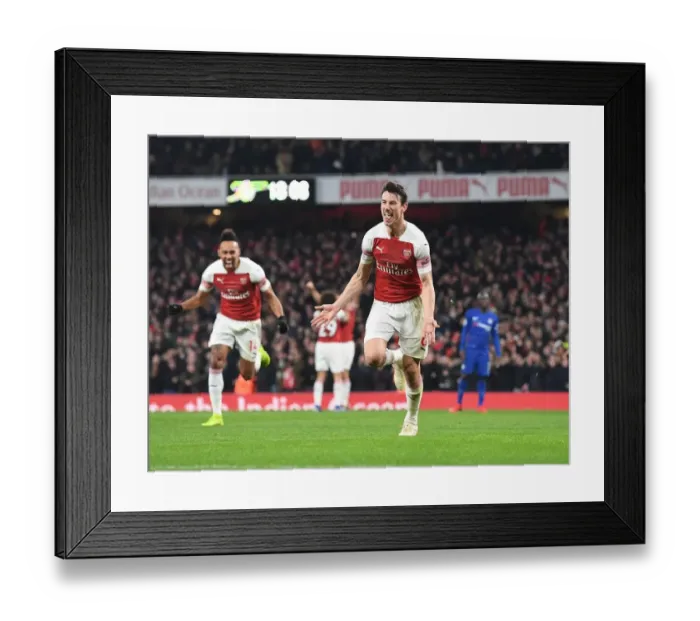 Framed Print : Koscielny's Comeback: Dramatic Equalizer - Arsenal vs. Chelsea, Premier League 2018-19