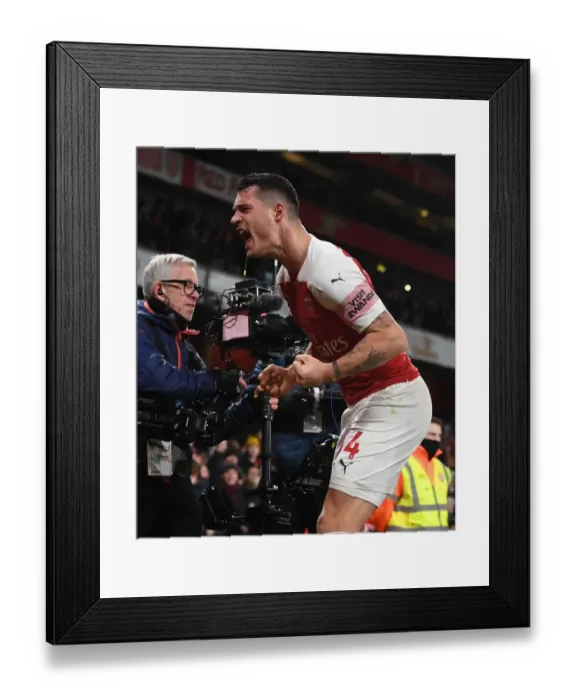 Framed Print : Granit Xhaka Scores First Goal: Arsenal vs. Chelsea, Premier League 2018-19