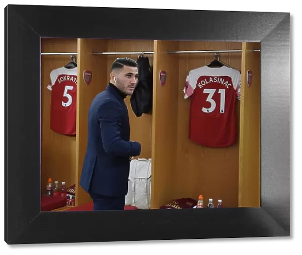Arsenal FC: Sead Kolasinac in the Changing Room before Arsenal v Chelsea, Premier League 2018-19