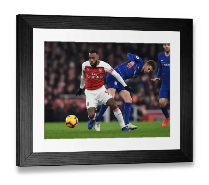 Framed Print : Arsenal vs. Chelsea: Lacazette Challenges Jorginho in Intense Premier League Clash Framed Print : Arsenal vs. Chelsea: Lacazette Challenges Jorginho in Intense Premier League Clash