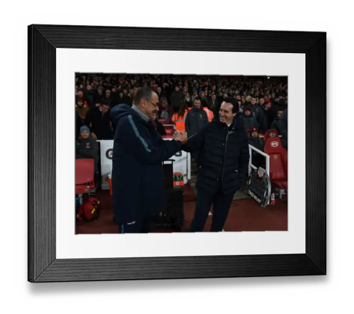 Framed Print : Unai Emery and Maurizio Sarri Face Off: Arsenal FC vs Chelsea FC, Premier League 2018-19