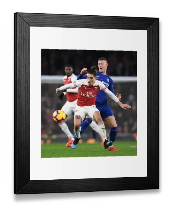 Framed Print : Intense Rivalry: Bellerin vs. Barkley - Arsenal vs. Chelsea Premier League Battle (2018-19)