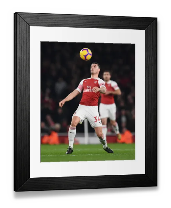 Framed Print : Granit Xhaka: Arsenal vs. Chelsea, Premier League 2018-19 - In Action