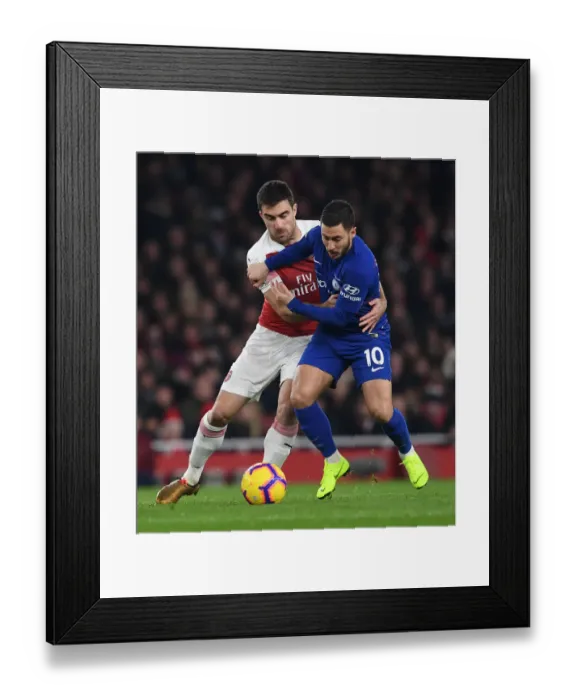 Framed Print : Arsenal vs. Chelsea: Sokratis vs. Hazard - Premier League Clash at Emirates Stadium