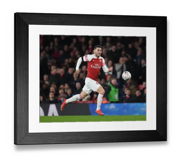 Framed Print : Arsenal vs Manchester United: FA Cup Clash - Sead Kolasinac Focused at Emirates Stadium