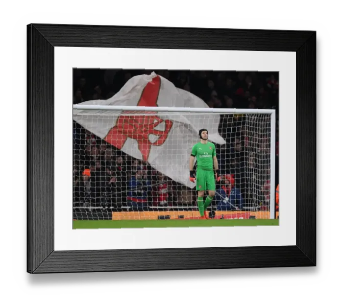 Framed Print : Arsenal vs Manchester United: Petr Cech Focuses in FA Cup Clash at Emirates Stadium