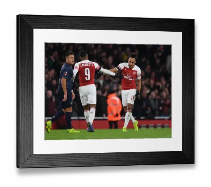 Framed Print : Arsenal's Aubameyang and Lacazette Celebrate Goal Against Manchester United in FA Cup Fourth Round Framed Print : Arsenal's Aubameyang and Lacazette Celebrate Goal Against Manchester United in FA Cup Fourth Round