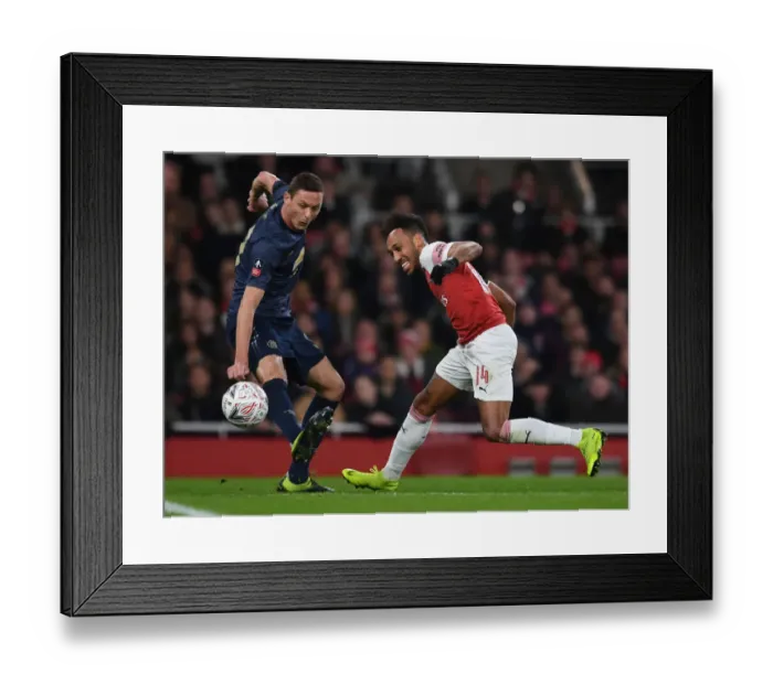 Framed Print : Arsenal's Aubameyang Outmaneuvers Manchester United's Matic in FA Cup Clash Framed Print : Arsenal's Aubameyang Outmaneuvers Manchester United's Matic in FA Cup Clash